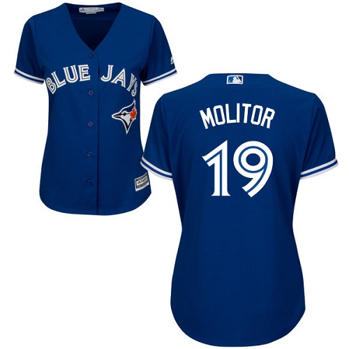 Blue Jays #19 Paul Molitor Blue Alternate Women's Stitched MLB Jersey